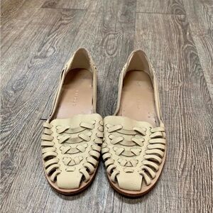 Nisolo Bone Woven Leather Huarache Flats